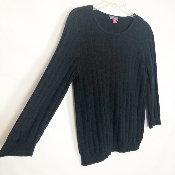 Vince Camuto 3/4 Sleeve Ribbed Black Sweater M - Picture 5 of 10
